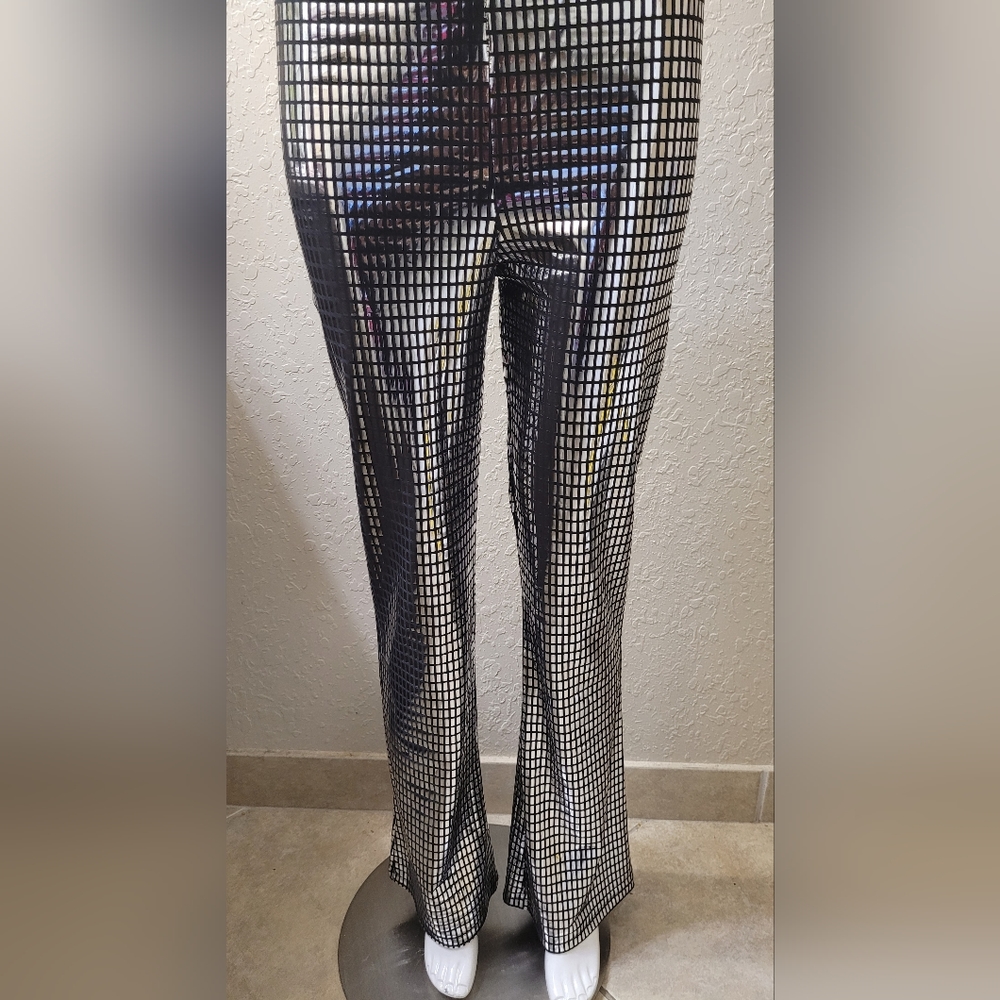 Silver Metallic Stretch Dress Pant